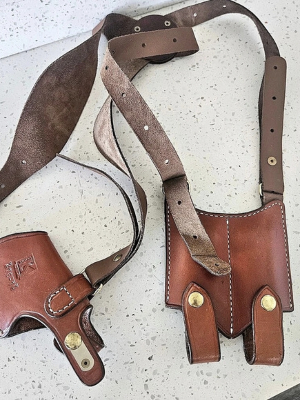 Triple K Leather 276-70 Leather Holster Set in Brown
